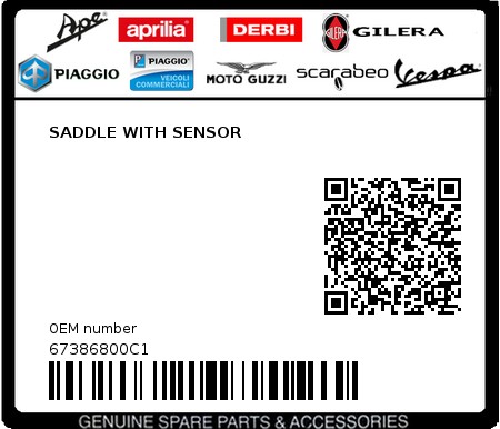 Product image: Piaggio - 67386800C1 - SADDLE WITH SENSOR  0
