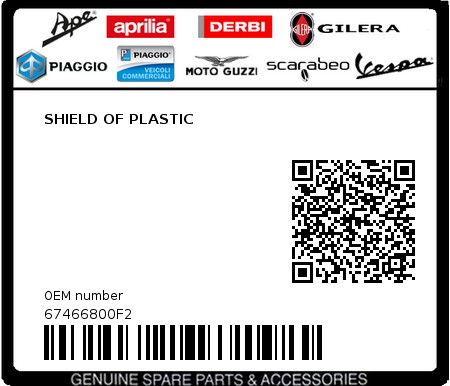 Product image: Piaggio - 67466800F2 - SHIELD OF PLASTIC  0
