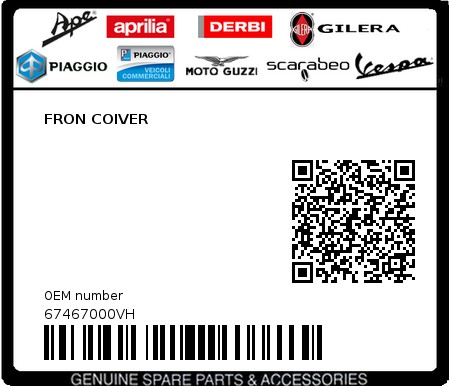 Product image: Piaggio - 67467000VH - FRON COIVER  0