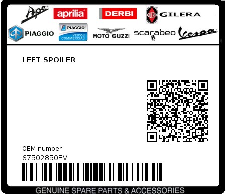Product image: Piaggio - 67502850EV - LEFT SPOILER  0