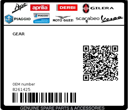 Product image: Piaggio - 8261425 - GEAR  0