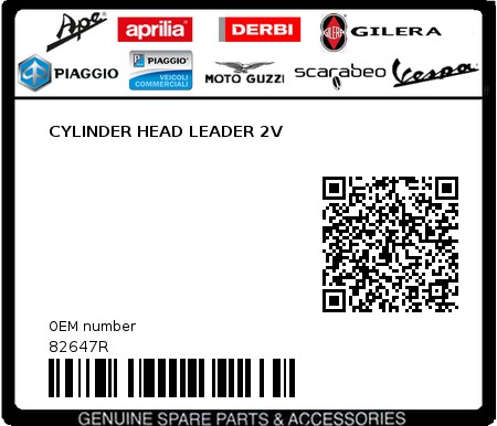 Product image: Piaggio - 82647R - CYLINDER HEAD LEADER 2V  0