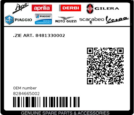 Product image: Piaggio - 8284665002 - .ZIE ART. 8481330002  0