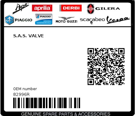 Product image: Piaggio - 82996R - S.A.S. VALVE  0