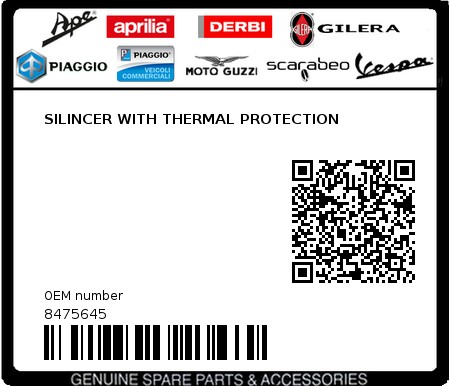 Product image: Piaggio - 8475645 - SILINCER WITH THERMAL PROTECTION  0