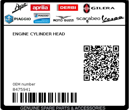 Product image: Piaggio - 8475941 - ENGINE CYLINDER HEAD  0
