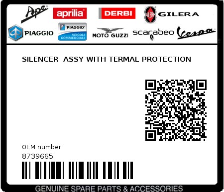 Product image: Piaggio - 8739665 - SILENCER  ASSY WITH TERMAL PROTECTION  0