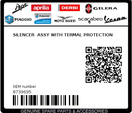 Product image: Piaggio - 8739695 - SILENCER  ASSY WITH TERMAL PROTECTION  0