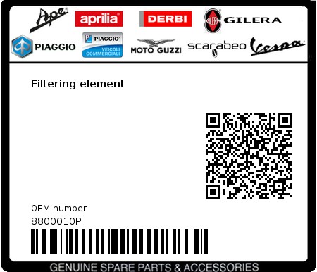 Product image: Piaggio - 8800010P - Filtering element  0