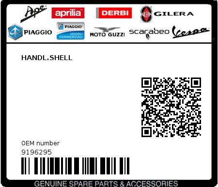 Product image: Piaggio - 9196295 - HANDL.SHELL  0