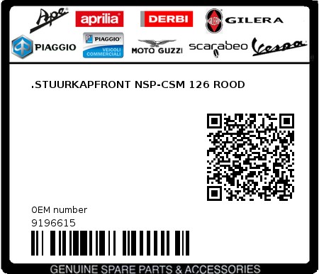 Product image: Piaggio - 9196615 - .STUURKAPFRONT NSP-CSM 126 ROOD  0