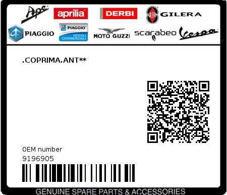 Product image: Piaggio - 9196905 - .COPRIMA.ANT**  0