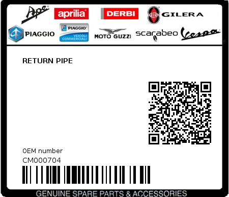 Product image: Piaggio - CM000704 - RETURN PIPE  0