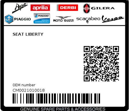 Product image: Piaggio - CM0021010018 - SEAT LIBERTY  0