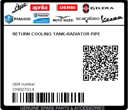 Product image: Piaggio - CM007014 - RETURN COOLING TANK-RADIATOR PIPE  0