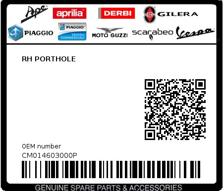 Product image: Piaggio - CM014603000P - RH PORTHOLE  0