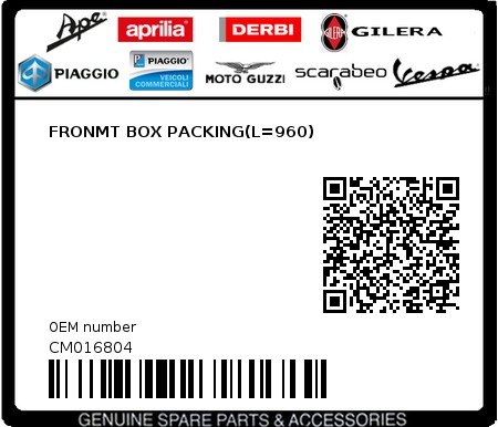 Product image: Piaggio - CM016804 - FRONMT BOX PACKING(L=960)  0