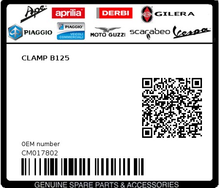 Product image: Piaggio - CM017802 - CLAMP B125  0