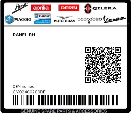 Product image: Piaggio - CM02460200RE - PANEL RH  0
