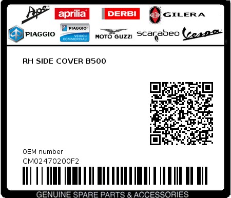 Product image: Piaggio - CM02470200F2 - RH SIDE COVER B500  0