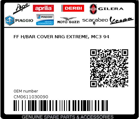 Product image: Piaggio - CM0611030090 - FF H/BAR COVER NRG EXTREME, MC3 94  0