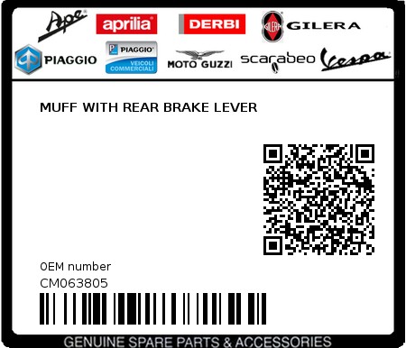 Product image: Piaggio - CM063805 - MUFF WITH REAR BRAKE LEVER  0