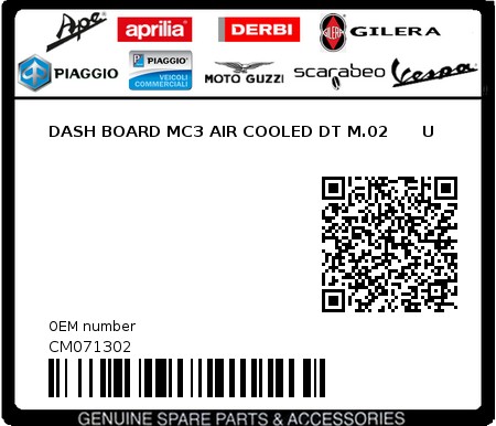 Product image: Piaggio - CM071302 - DASH BOARD MC3 AIR COOLED DT M.02      U  0