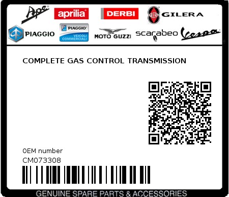 Product image: Piaggio - CM073308 - COMPLETE GAS CONTROL TRANSMISSION  0