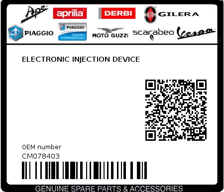 Product image: Piaggio - CM078403 - ELECTRONIC INJECTION DEVICE  0