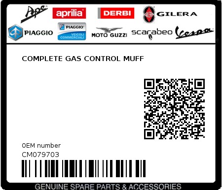 Product image: Piaggio - CM079703 - COMPLETE GAS CONTROL MUFF  0