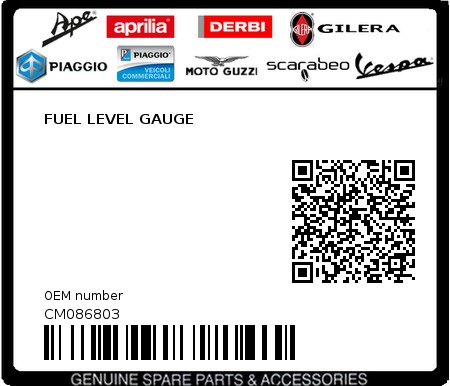Product image: Piaggio - CM086803 - FUEL LEVEL GAUGE  0