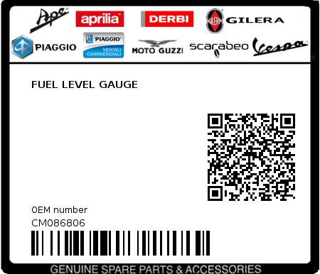 Product image: Piaggio - CM086806 - FUEL LEVEL GAUGE  0