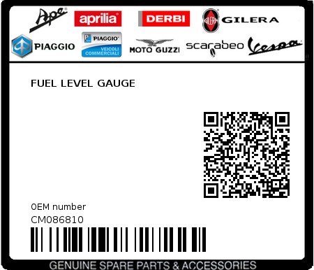 Product image: Piaggio - CM086810 - FUEL LEVEL GAUGE  0