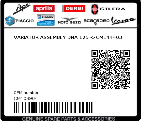 Product image: Piaggio - CM103904 - VARIATOR ASSEMBLY DNA 125 ->CM144403  0