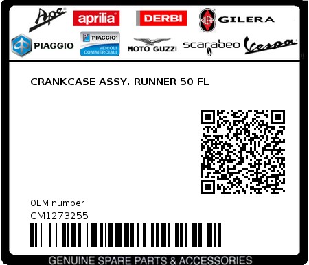 Product image: Piaggio - CM1273255 - CRANKCASE ASSY. RUNNER 50 FL  0