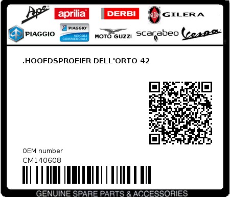 Product image: Piaggio - CM140608 - .HOOFDSPROEIER DELL'ORTO 42  0