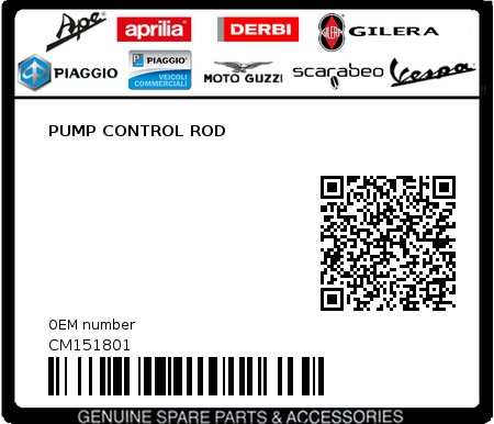 Product image: Piaggio - CM151801 - PUMP CONTROL ROD  0