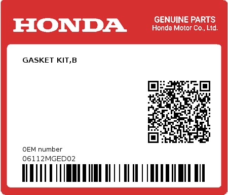 Product image: Honda - 06112MGED02 - GASKET KIT,B  0