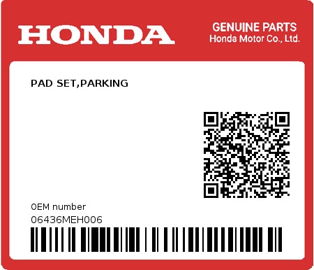 Product image: Honda - 06436MEH006 - PAD SET,PARKING  0