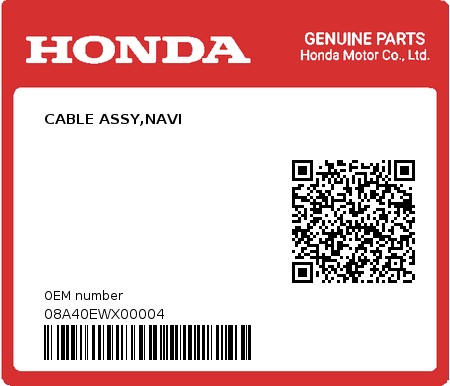 Product image: Honda - 08A40EWX00004 - CABLE ASSY,NAVI  0