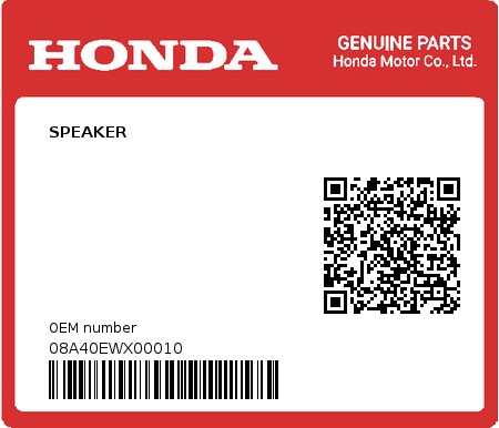 Product image: Honda - 08A40EWX00010 - SPEAKER  0