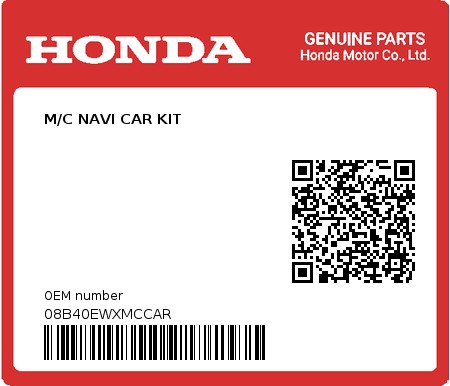 Product image: Honda - 08B40EWXMCCAR - M/C NAVI CAR KIT  0