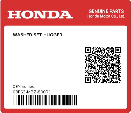 Product image: Honda - 08F63-MBZ-800R1 - WASHER SET HUGGER  0