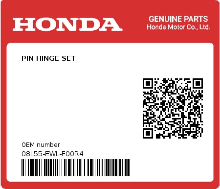 Product image: Honda - 08L55-EWL-F00R4 - PIN HINGE SET  0