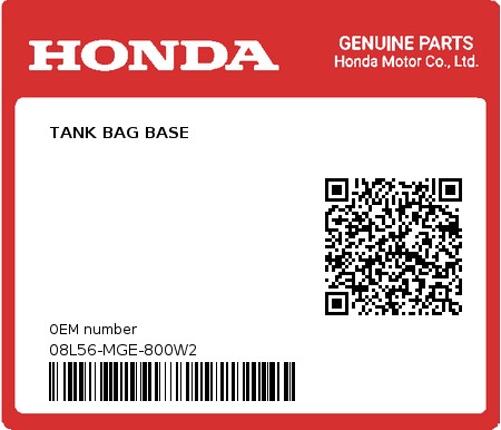 Product image: Honda - 08L56-MGE-800W2 - TANK BAG BASE  0