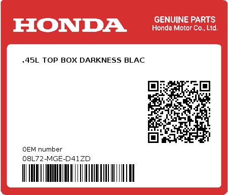 Product image: Honda - 08L72-MGE-D41ZD - .45L TOP BOX DARKNESS BLAC  0