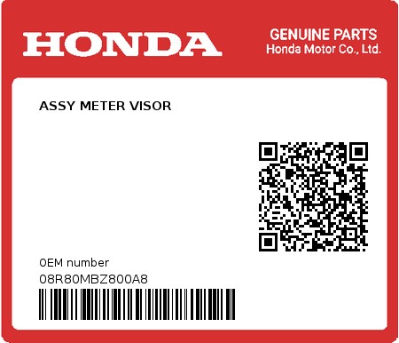 Product image: Honda - 08R80MBZ800A8 - ASSY METER VISOR  0