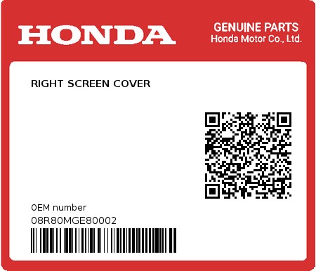 Product image: Honda - 08R80MGE80002 - RIGHT SCREEN COVER  0