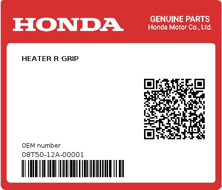 Product image: Honda - 08T50-12A-00001 - HEATER R GRIP  0