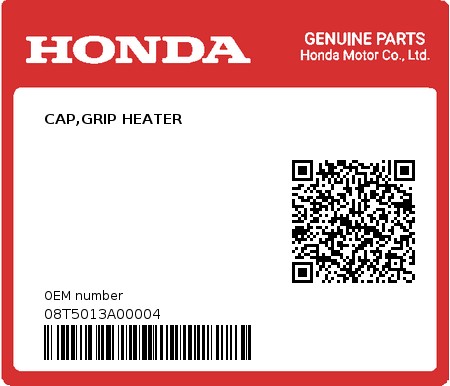 Product image: Honda - 08T5013A00004 - CAP,GRIP HEATER  0